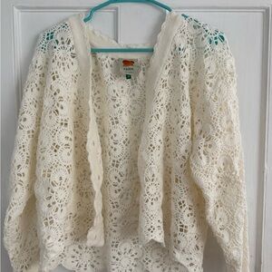FARM Rio Women's White Crochet Cardigan